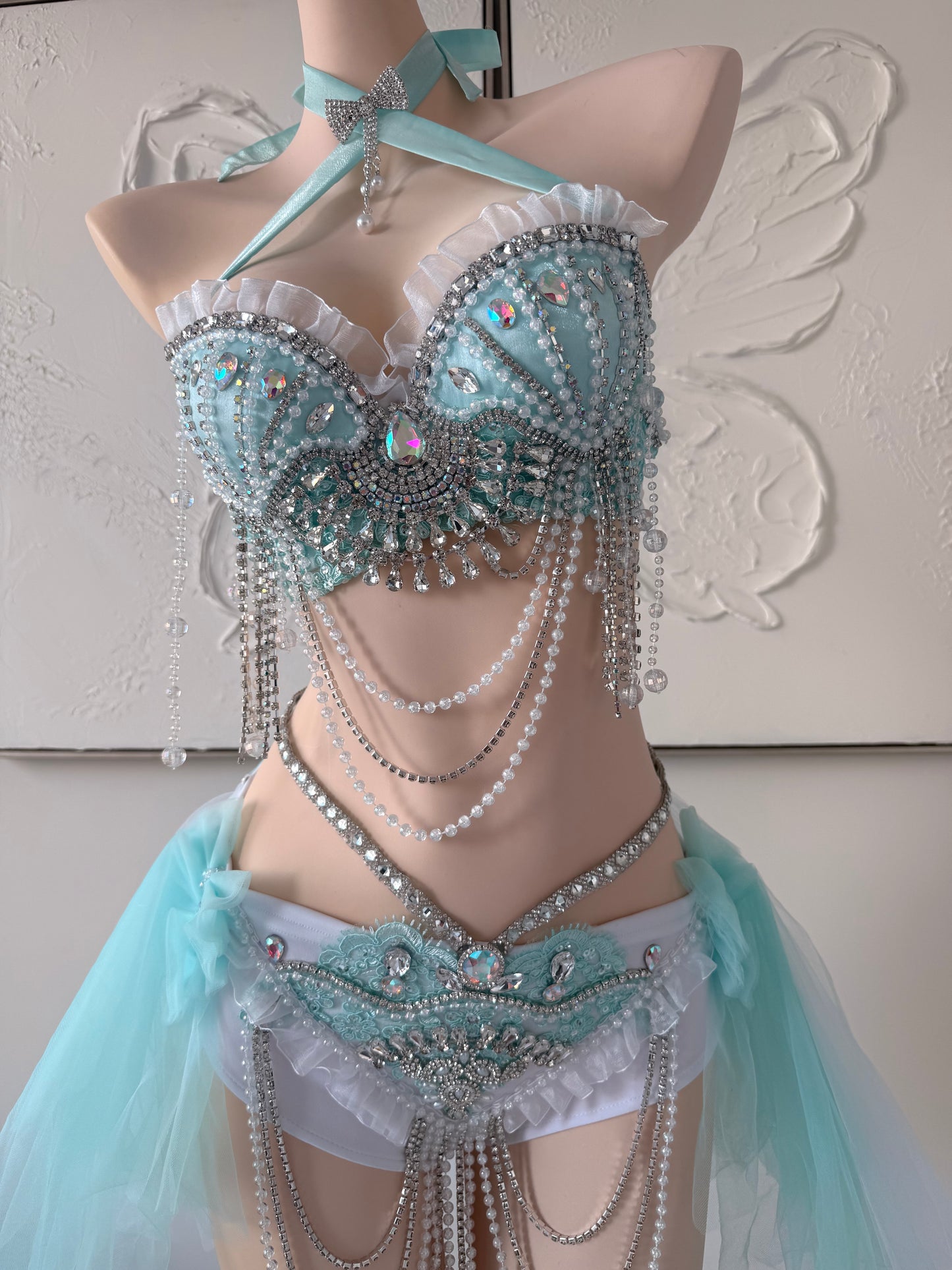 Seafoam Mermaid Rave Festival Outfit | Top + Bottom