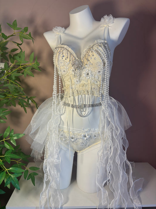 Heavenly Bloom Rave Festival Outfit | Top + Bottom + Skirt