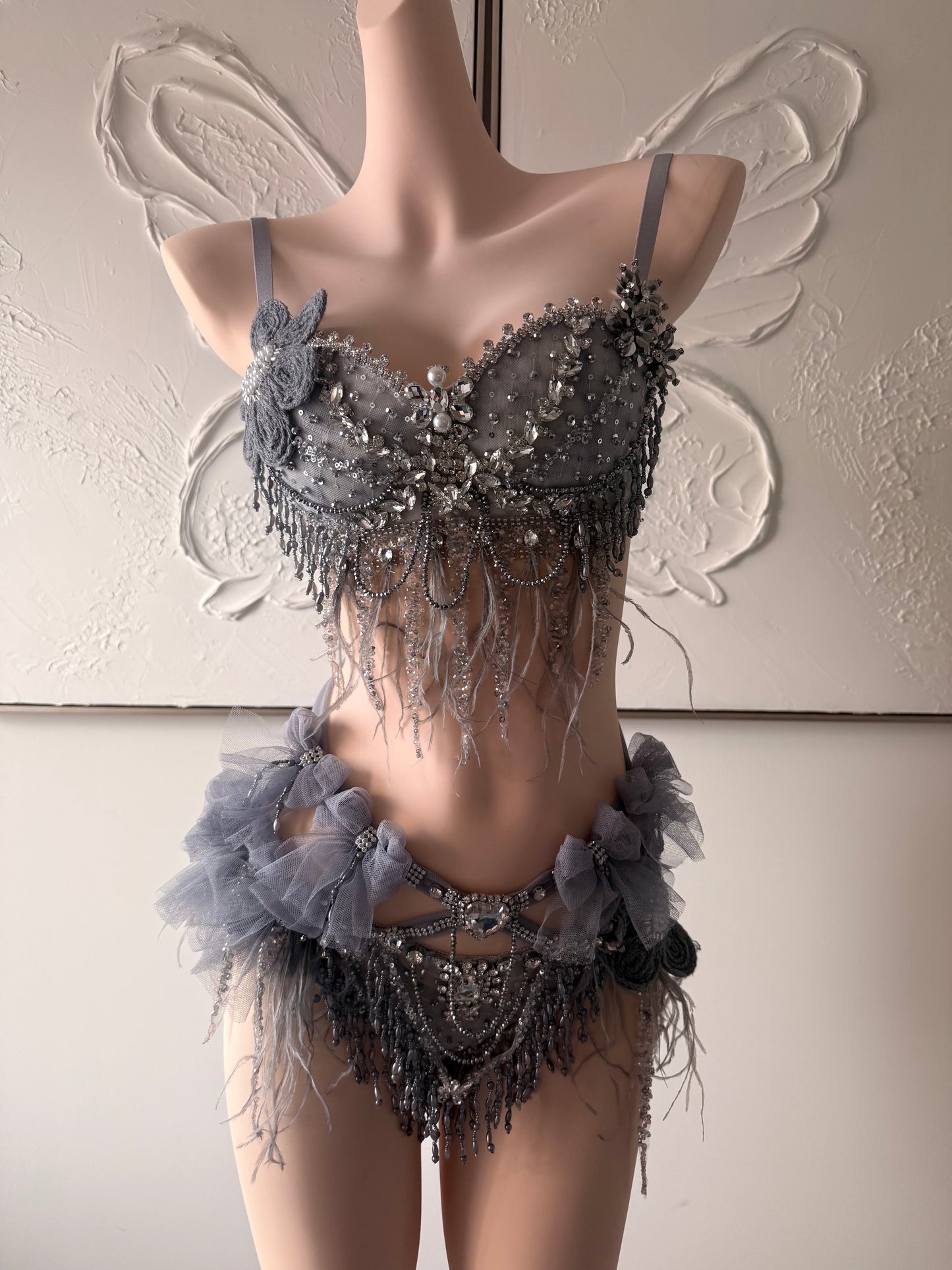 Twilight Seraphine Rave Festival Outfit | Top + Bottom (Grey)