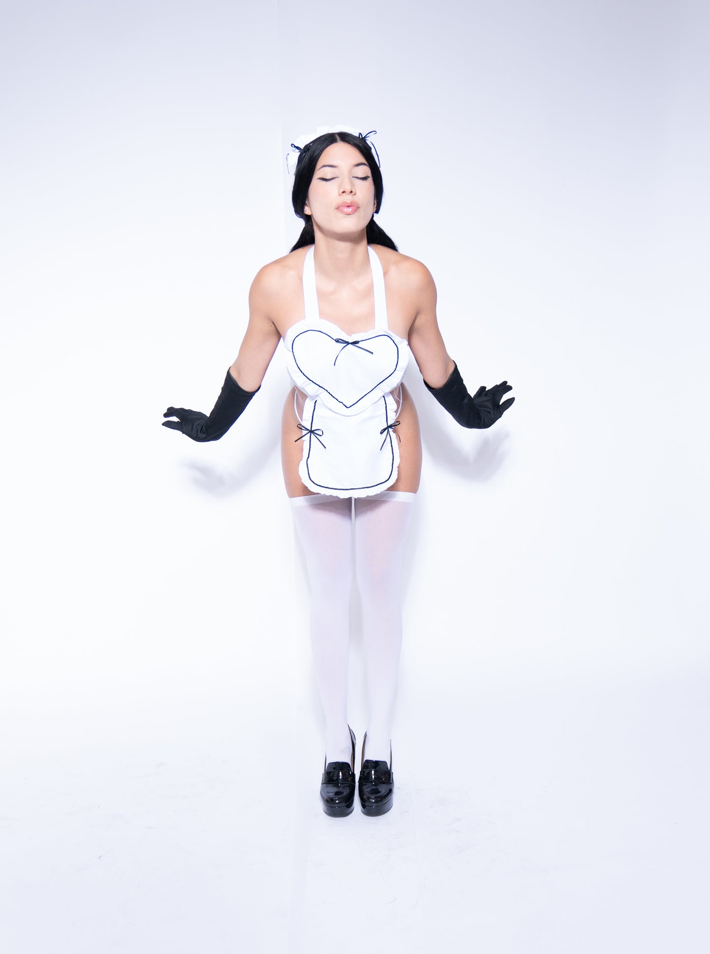 Maid Costume for Halloween / Cosplay | Apron Dress + Thong + Head Band + Stockings