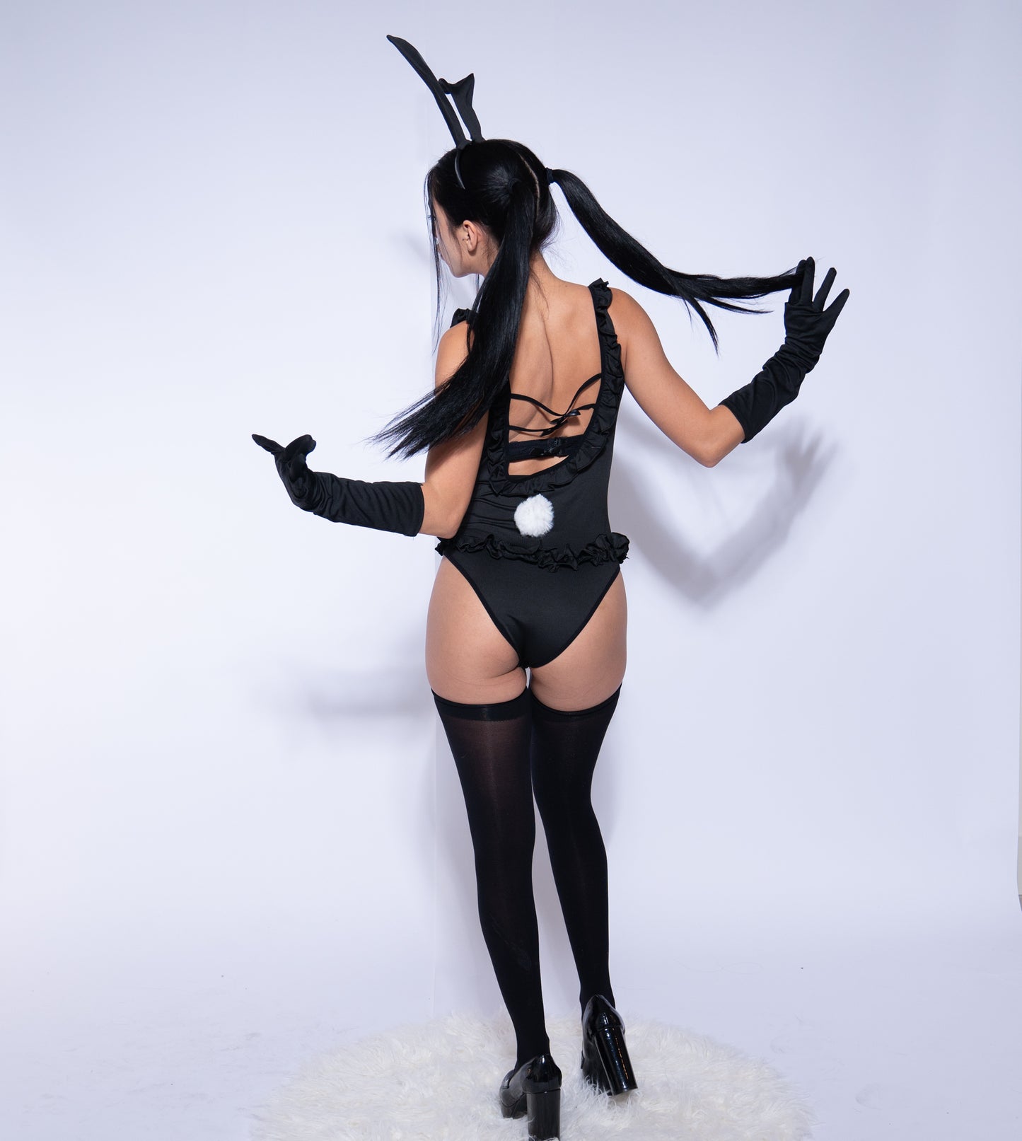 Playboy Bunny Costume | Ears + Bodysuit 2 Piece Set for Cosplay / Halloween