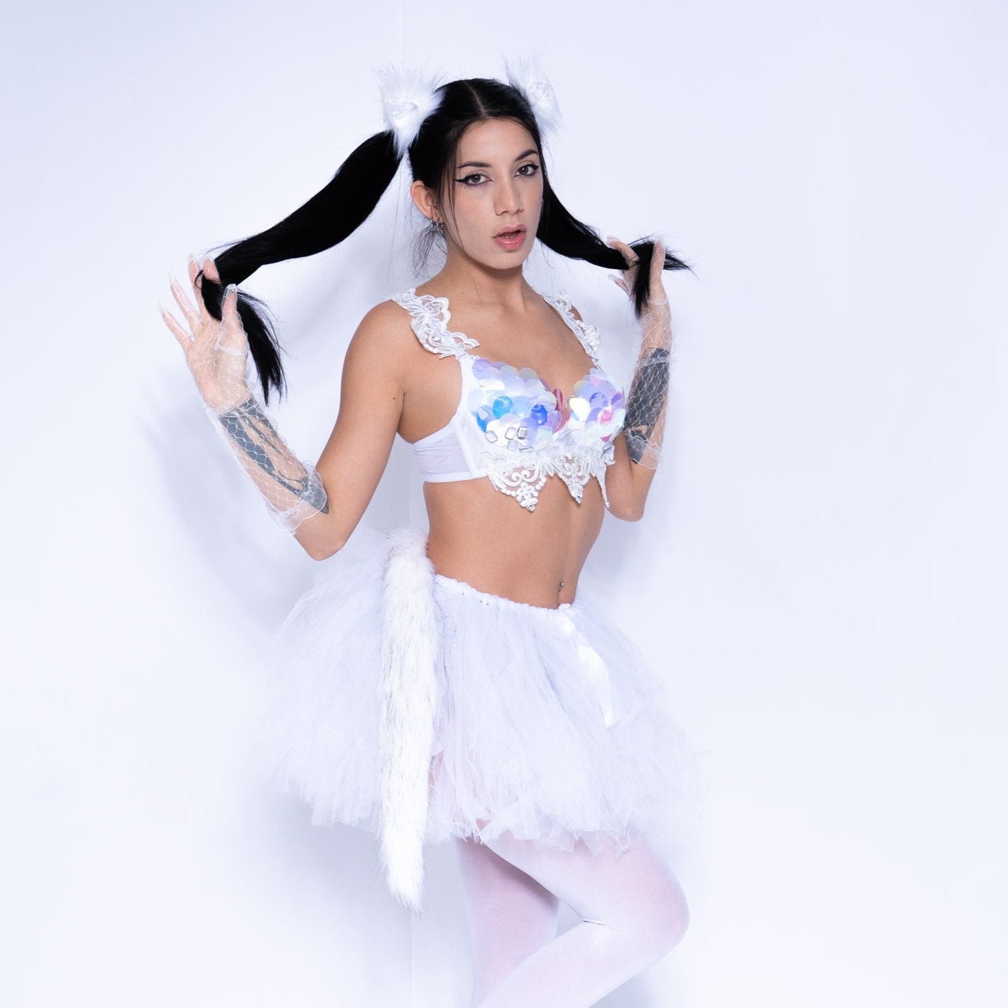 Electric Mermaid Festival Outfit | LED Bra + LED Tutu Skirt 2 Piece Set