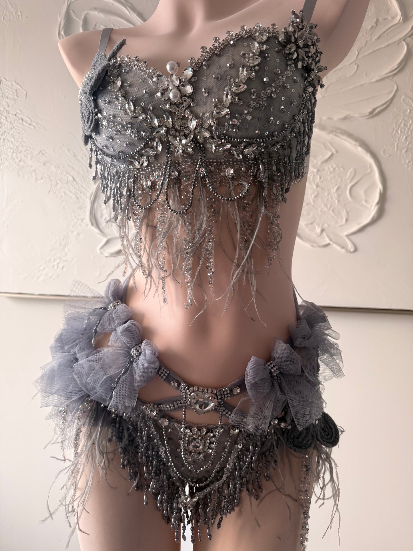 Twilight Seraphine Rave Festival Outfit | Top + Bottom (Grey)