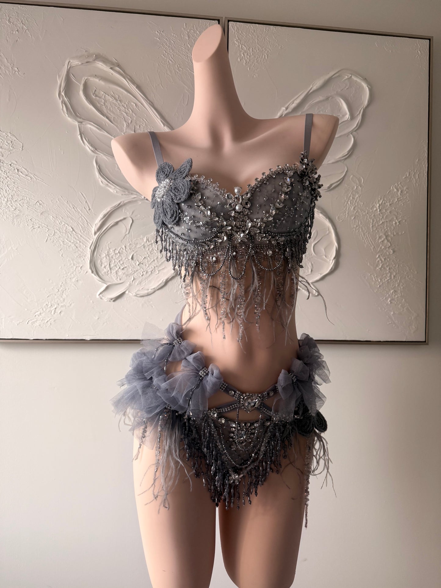 Twilight Seraphine Rave Festival Outfit | Top + Bottom (Grey)