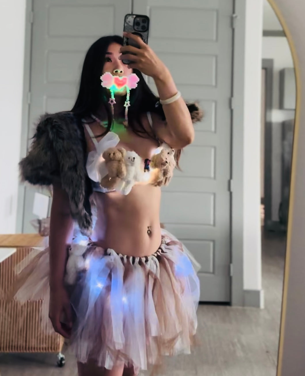 LED Teddy Bear Rave Set ｜Bra + Tutu Skirt 2 Piece