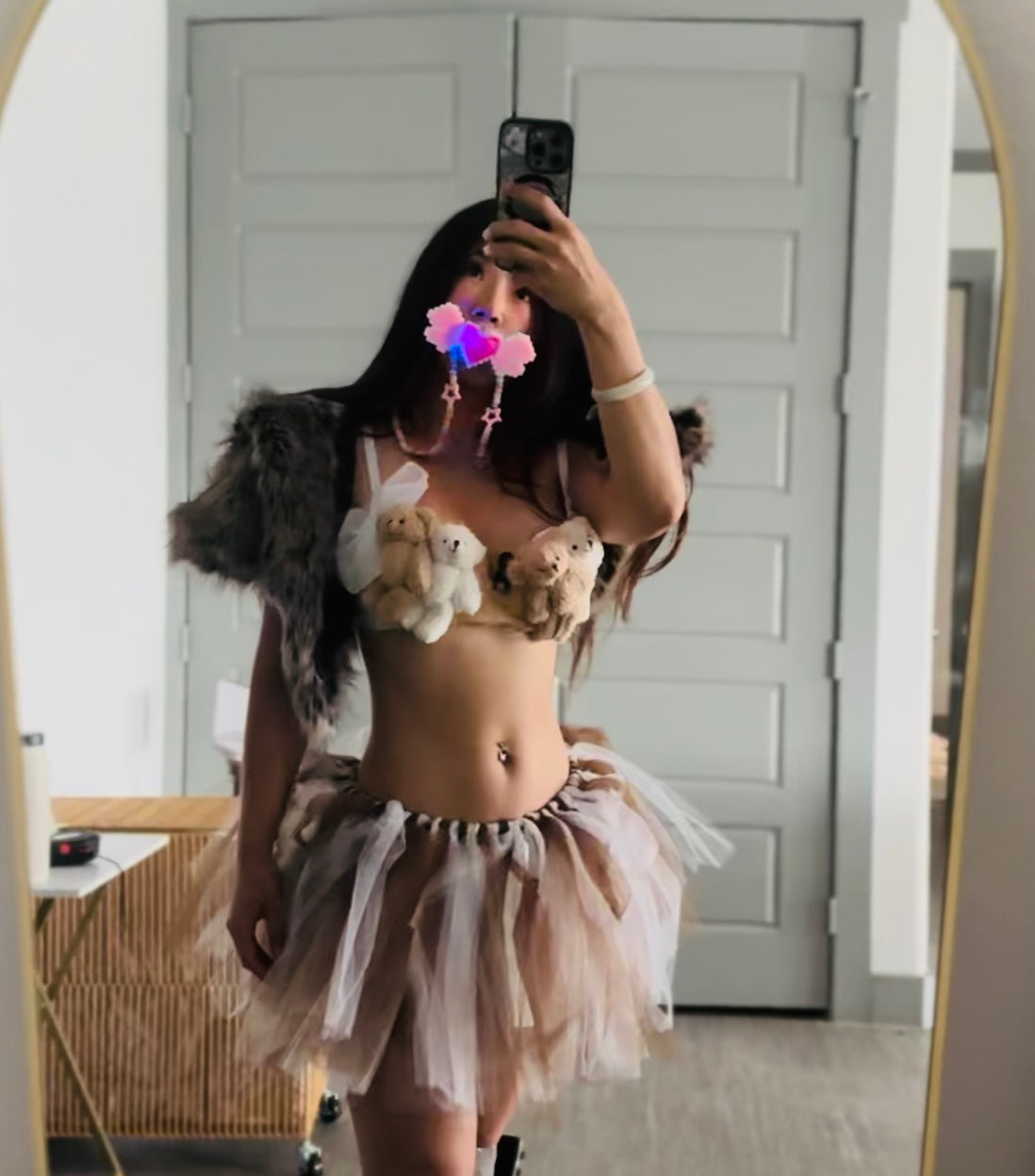 LED Teddy Bear Rave Set ｜Bra + Tutu Skirt 2 Piece