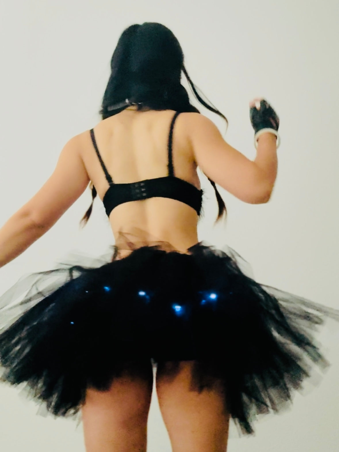 LED Baddie Rave Outfit | LED Bra + LED Tutu Skirt + Black Shorts 3 Piece Set