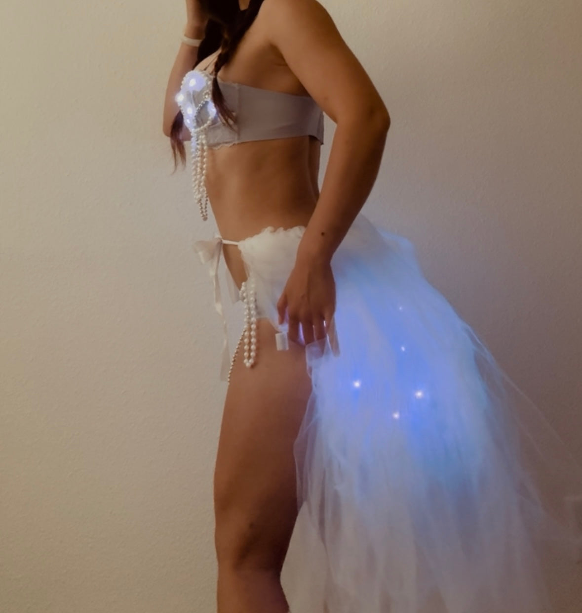 Firefly Glimmer LED Rave Outfit | LED Bra + LED Midi Tutu Skirt + Panties 3 Piece