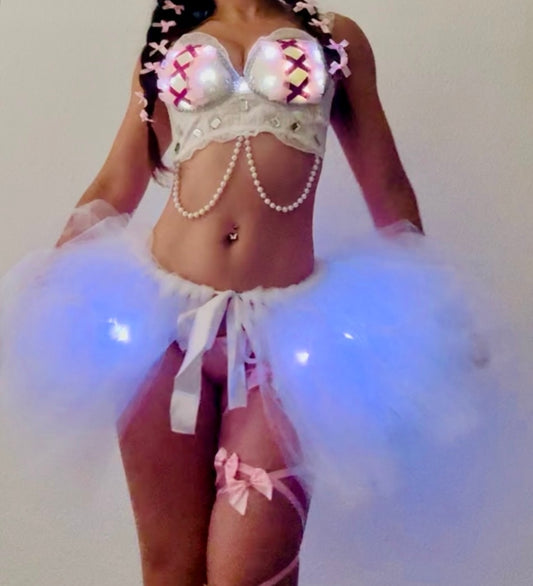 Ballet LED Baddie Rave Outfit | LED Bra + LED Tutu Skirt 2 Piece Set