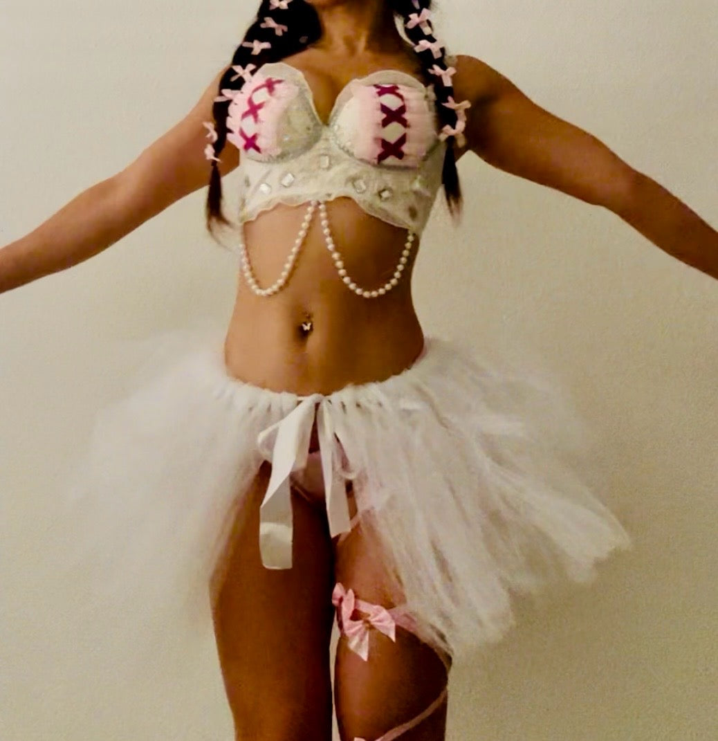 Ballet LED Baddie Rave Outfit | LED Bra + LED Tutu Skirt 2 Piece Set