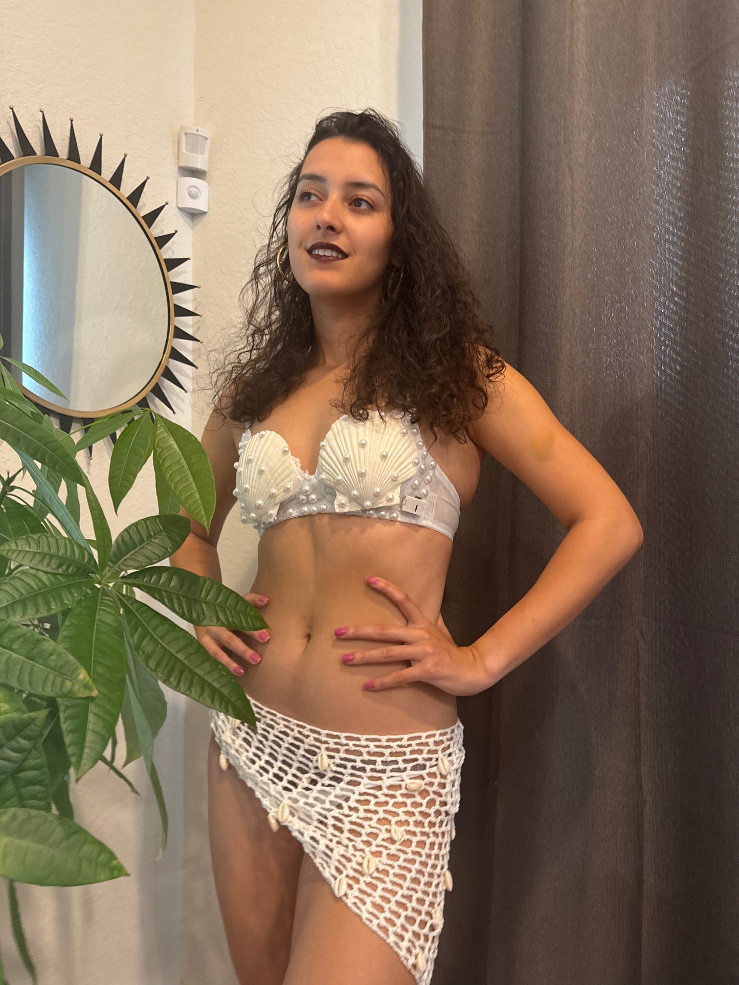 See Princess Festival Outfit | LED Shell Bra + Scarf Skirt 2 Set for Beach/ Parties/ Raves